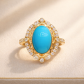 Ripple Glow 18K gold turquoise ring - AI-designed Wudang turquoise | Turquoise Princess