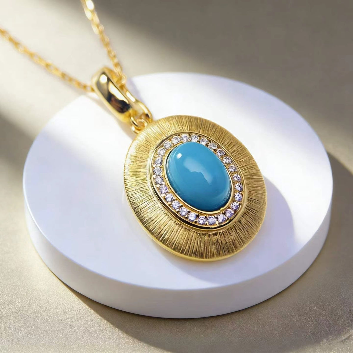 Sun Eyes S925 turquoise pendant - handcrafted by Wudang artisans | Turquoise Princess