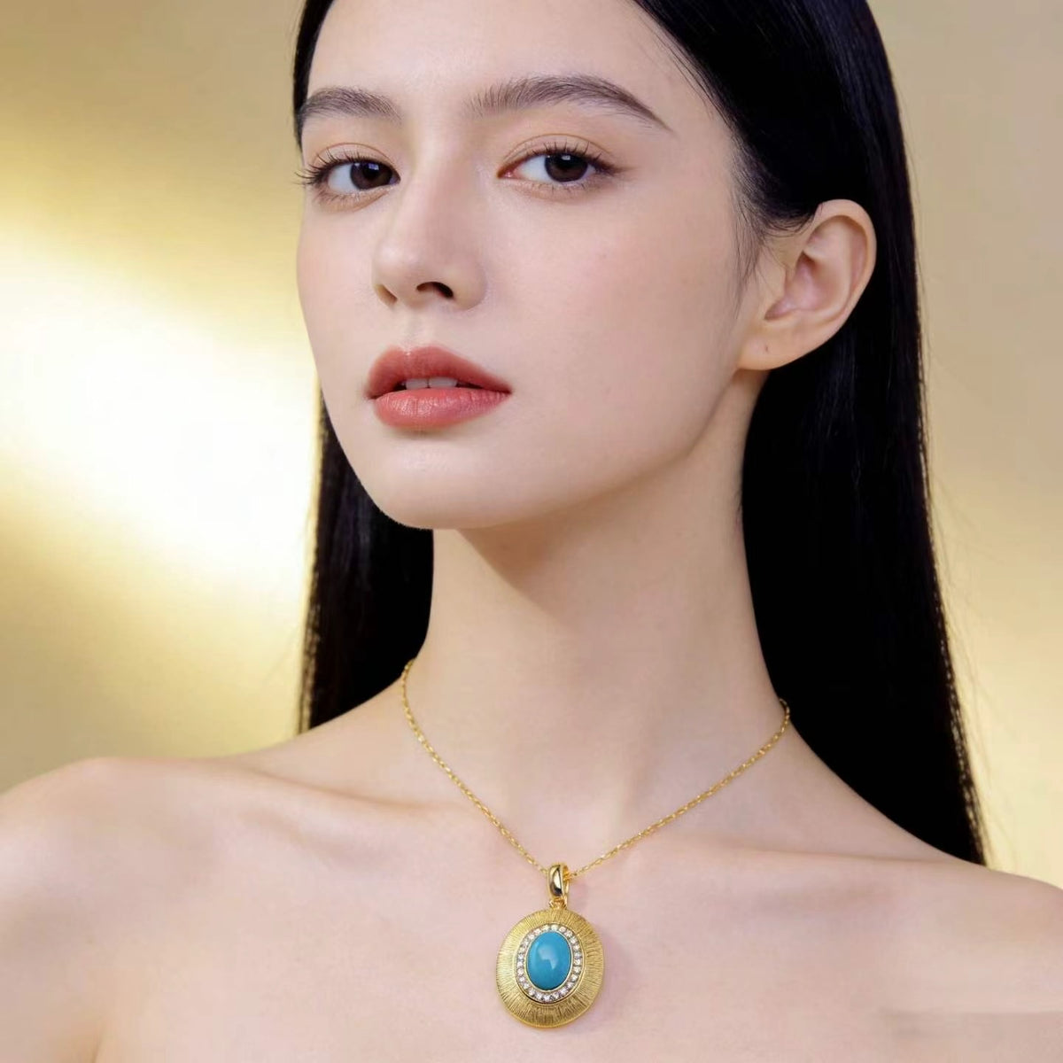 Sun Eyes S925 turquoise pendant - handcrafted by Wudang artisans | Turquoise Princess