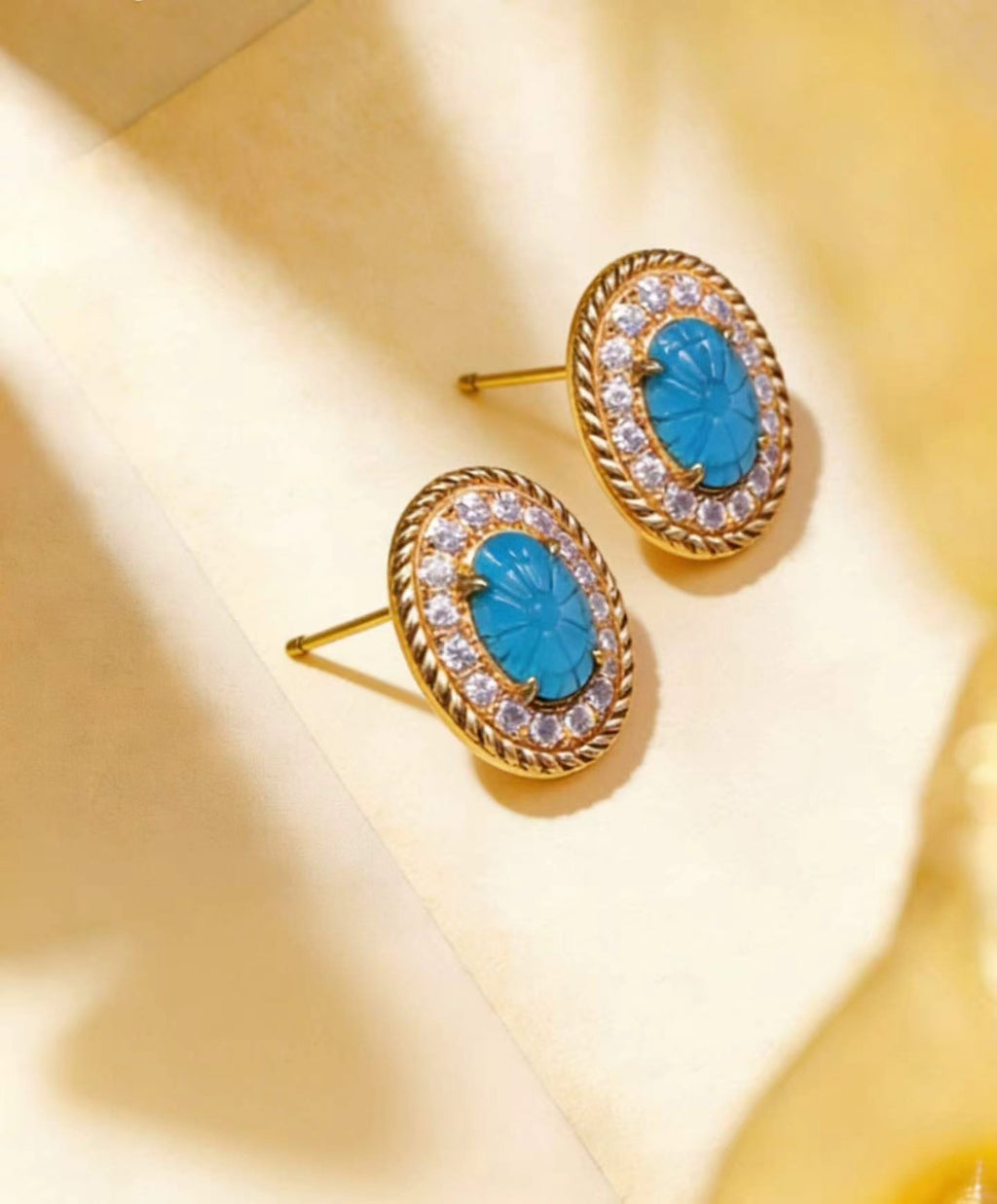 Gesang Flower S925 turquoise earrings - Tibetan inspired Wudang jewelry | Turquoise Princess