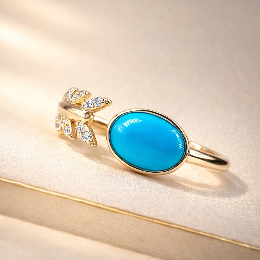 Mermaid Tail 14K gold turquoise ring - handcrafted by Wudang artisans | Turquoise Princess