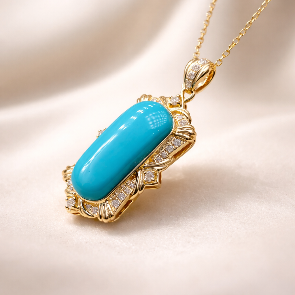 Australia Aria 18K gold turquoise pendant - handcrafted by Wudang artisans | Turquoise Princess