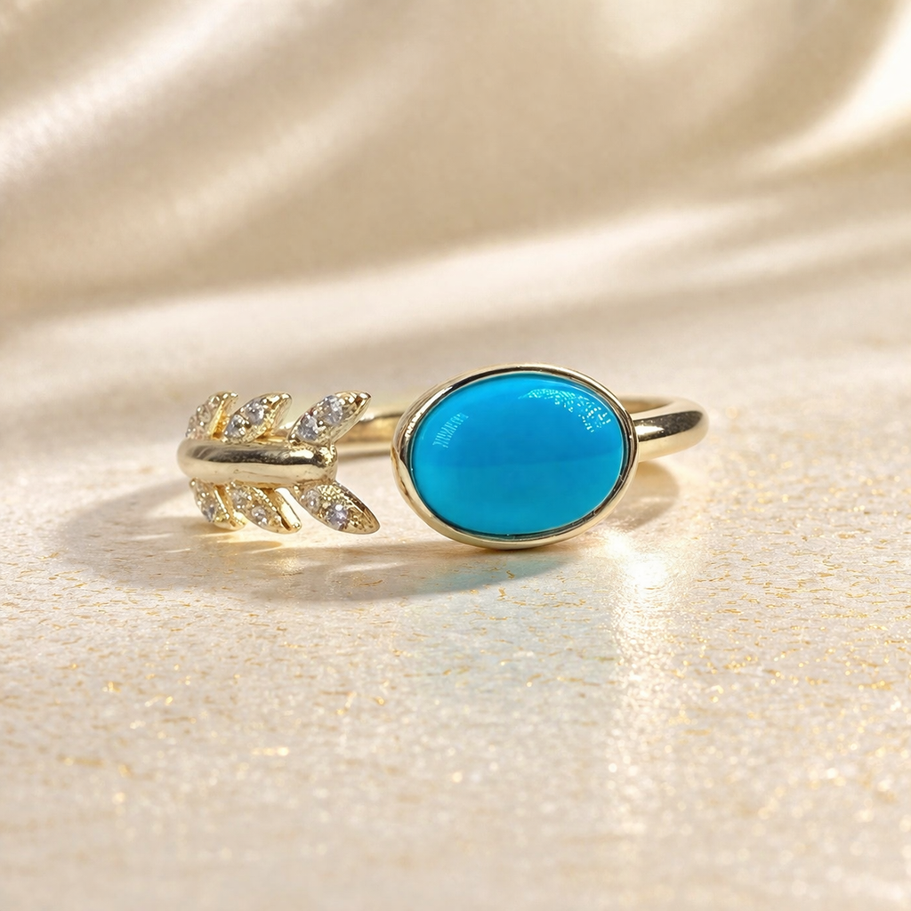 Mermaid Tail 14K gold turquoise ring - handcrafted by Wudang artisans | Turquoise Princess