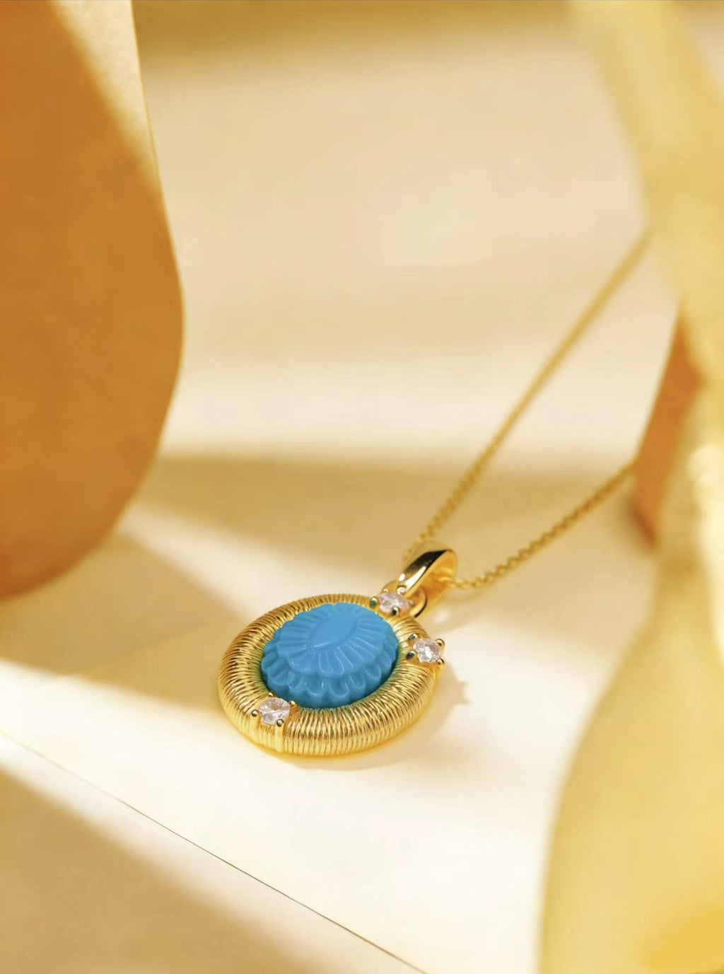 Gesang Flower S925 turquoise pendant - Tibetan inspired Wudang jewelry | Turquoise Princess