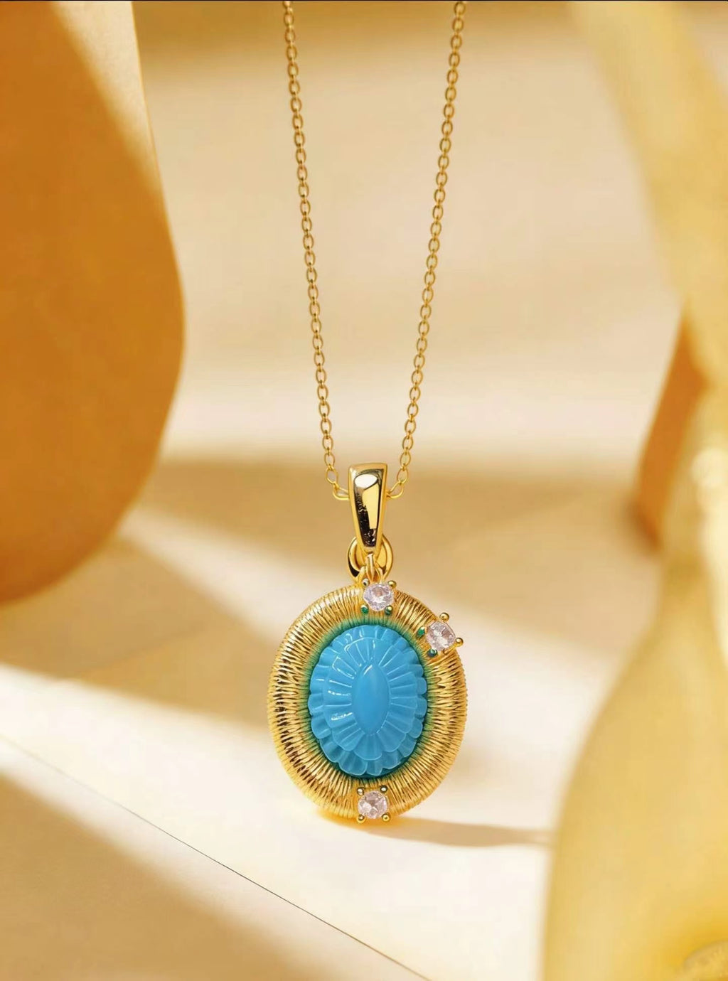 Gesang Flower S925 turquoise pendant - Tibetan inspired Wudang jewelry | Turquoise Princess