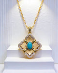 Lucky Clover S925 turquoise pendant - handcrafted by Wudang artisans | Turquoise Princess