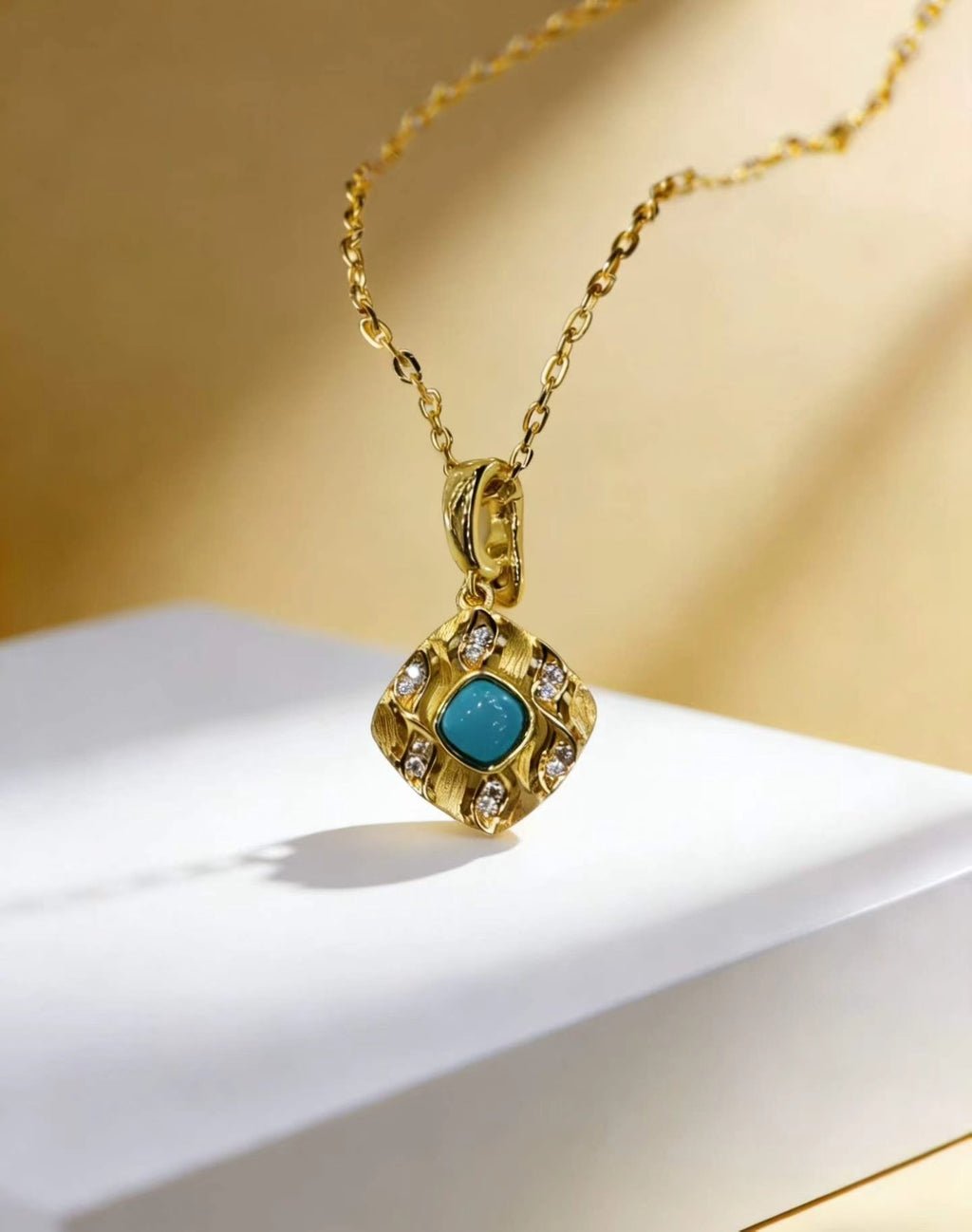 Golden River S925 turquoise pendant - handcrafted by Wudang artisans | Turquoise Princess