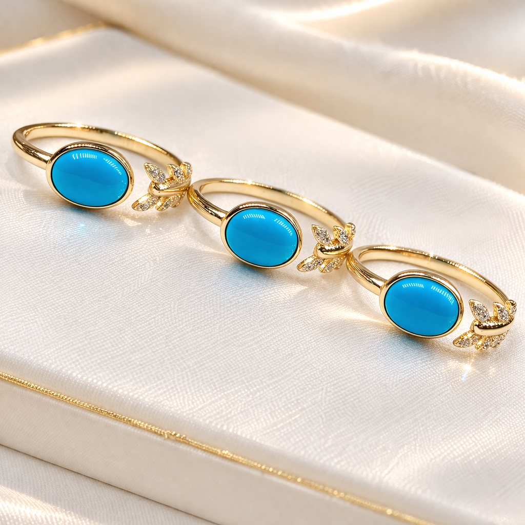 Mermaid Tail 14K gold turquoise ring - handcrafted by Wudang artisans | Turquoise Princess