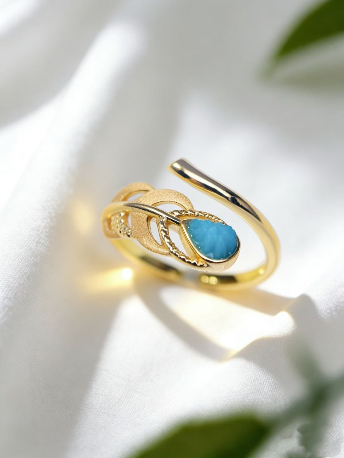 Phoenix Feather S925 turquoise ring - handcrafted by Wudang artisans | Turquoise Princess