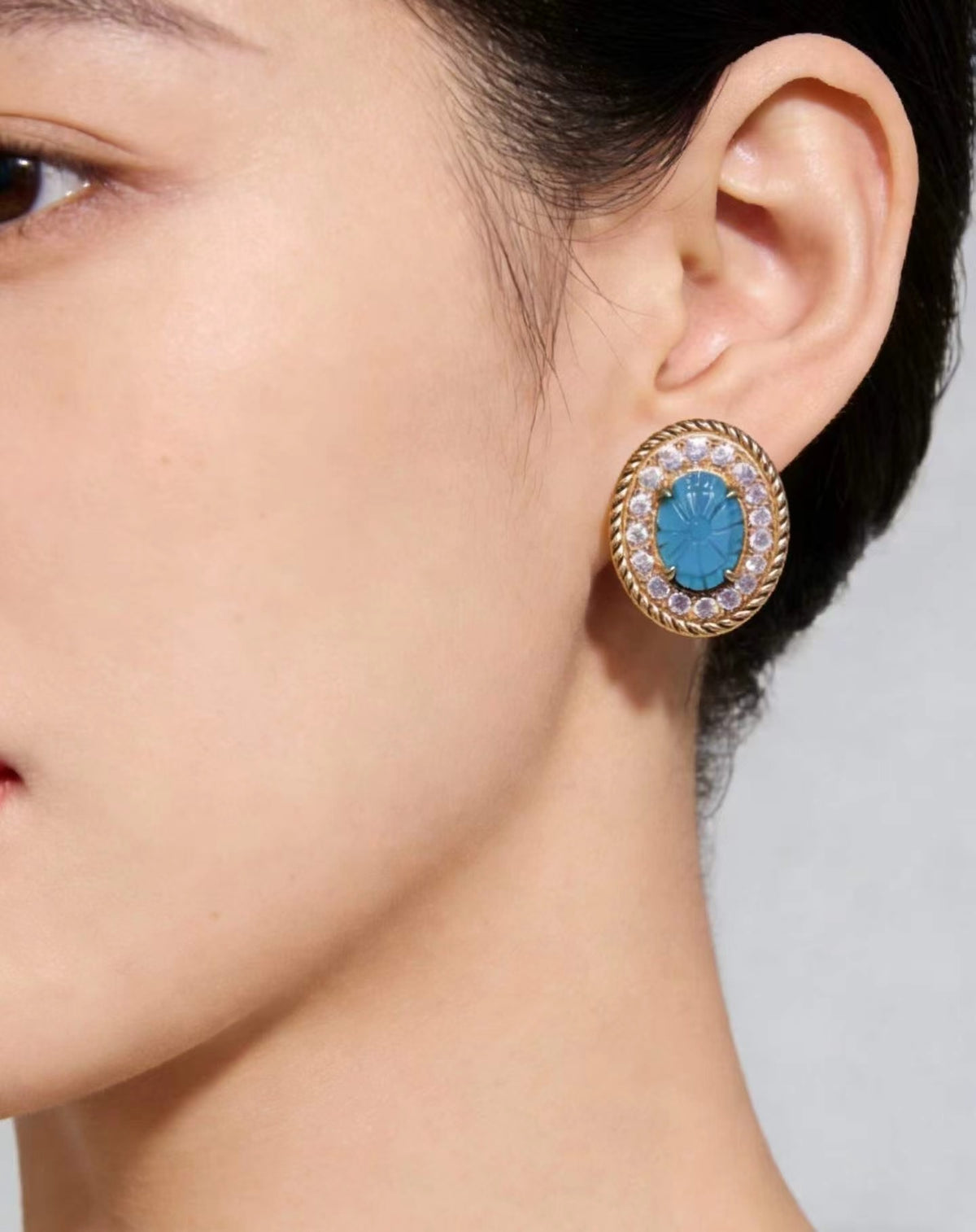 Gesang Flower S925 turquoise earrings - Tibetan inspired Wudang jewelry | Turquoise Princess