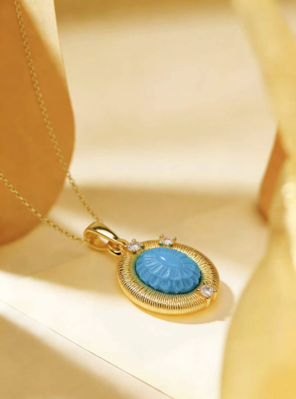 Gesang Flower S925 turquoise pendant - Tibetan inspired Wudang jewelry | Turquoise Princess