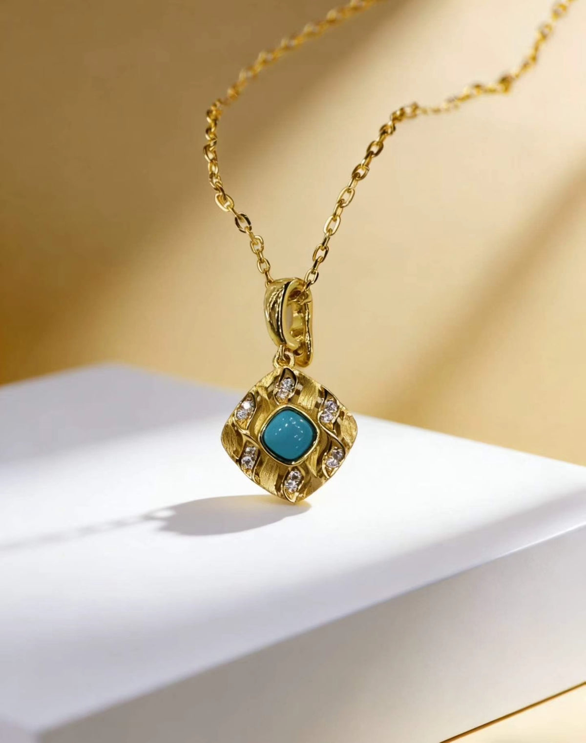 Golden River S925 turquoise pendant - handcrafted by Wudang artisans | Turquoise Princess