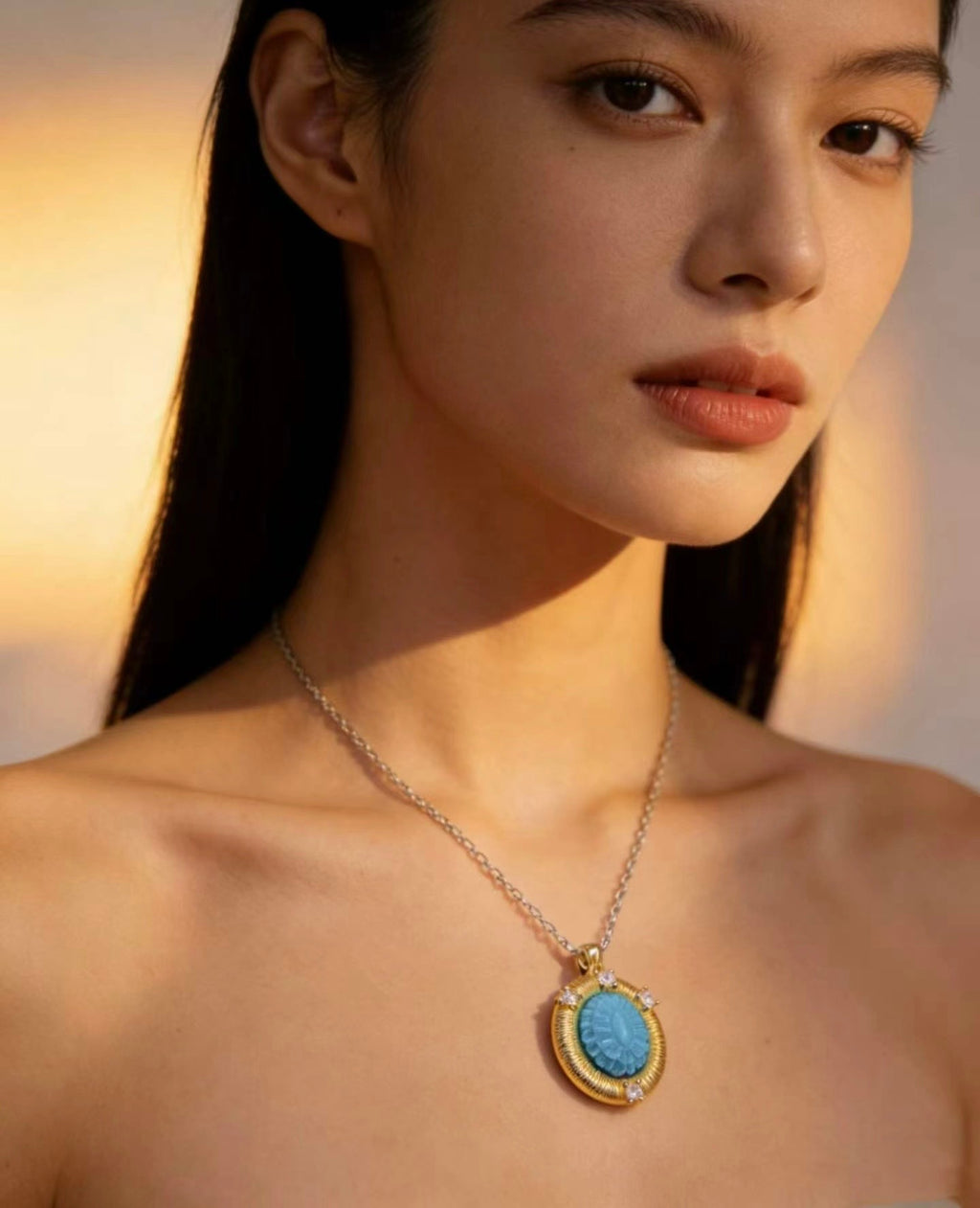 Gesang Flower S925 turquoise pendant - Tibetan inspired Wudang jewelry | Turquoise Princess