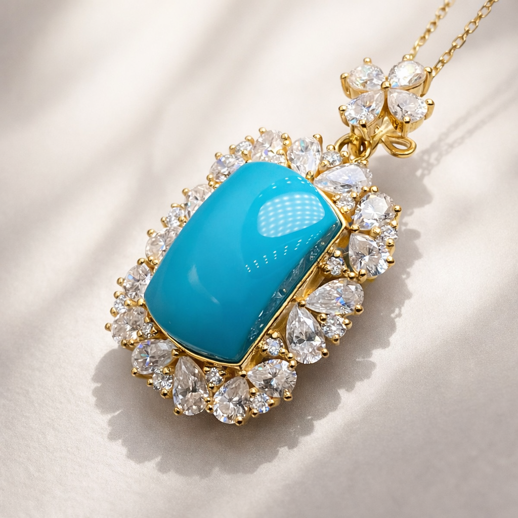 Reverie No.1 18K gold turquoise pendant - AI-designed Wudang jewelry | Turquoise Princess