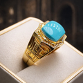 Persian Warlord 18K gold turquoise ring - AI-designed Wudang turquoise | Turquoise Princess