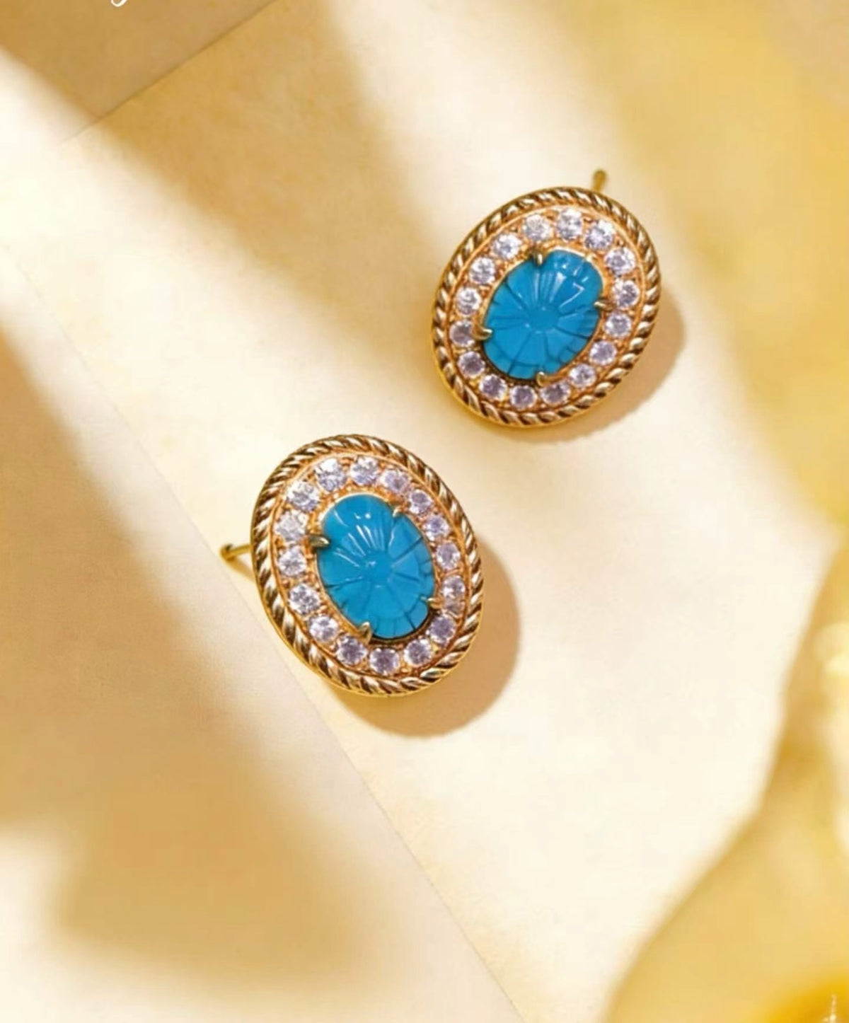 Gesang Flower S925 turquoise earrings - Tibetan inspired Wudang jewelry | Turquoise Princess