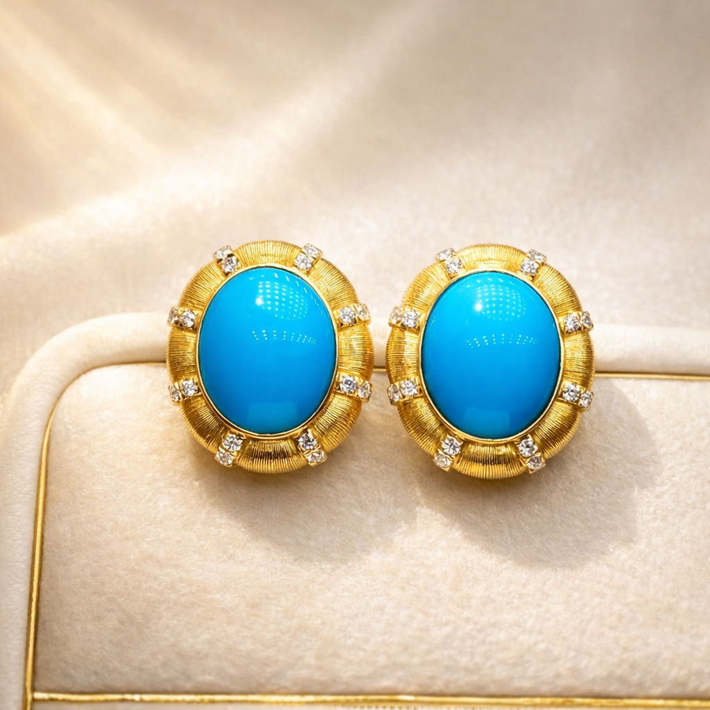 Quantum Seed 18K gold turquoise earrings - AI-designed Wudang jewelry | Turquoise Princess