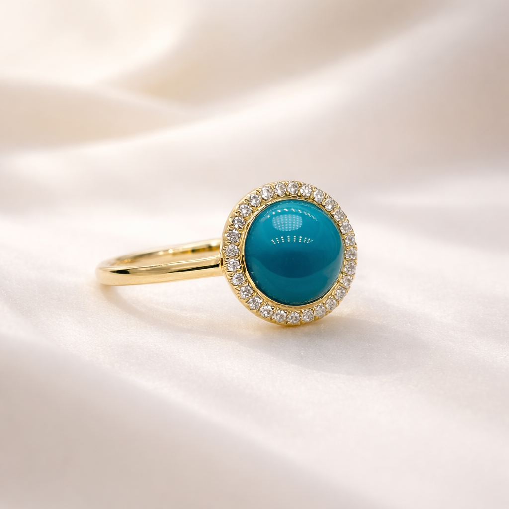 Argentina Alma 18K gold turquoise ring - handcrafted by Wudang artisans | Turquoise Princess