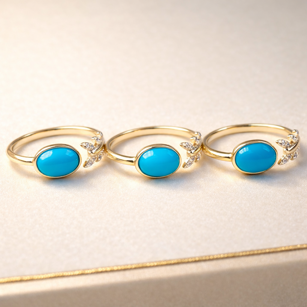 Mermaid Tail 14K gold turquoise ring - handcrafted by Wudang artisans | Turquoise Princess