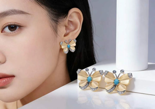Butterfly Vow S925 turquoise earrings - handcrafted by Wudang artisans | Turquoise Princess