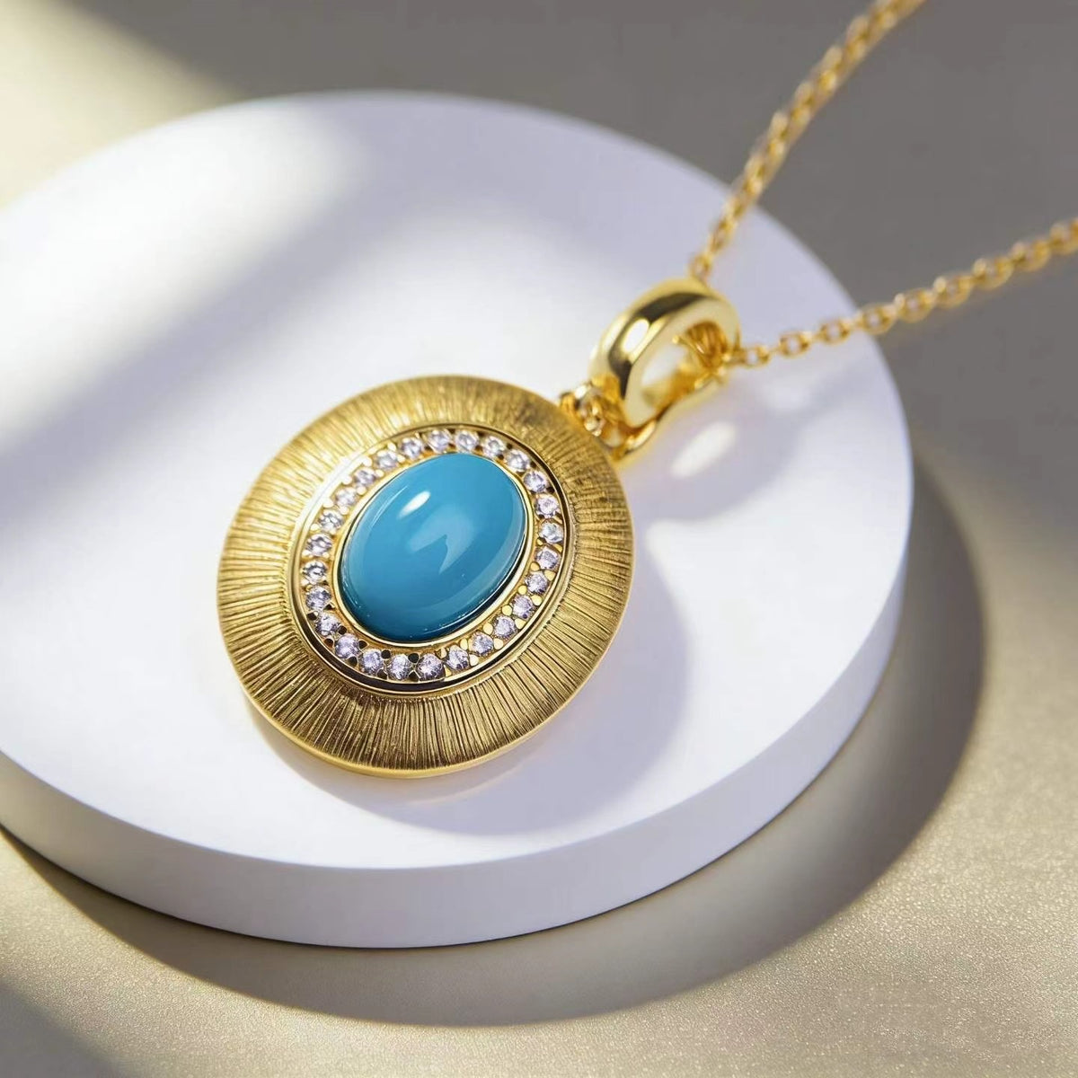 Sun Eyes S925 turquoise pendant - handcrafted by Wudang artisans | Turquoise Princess