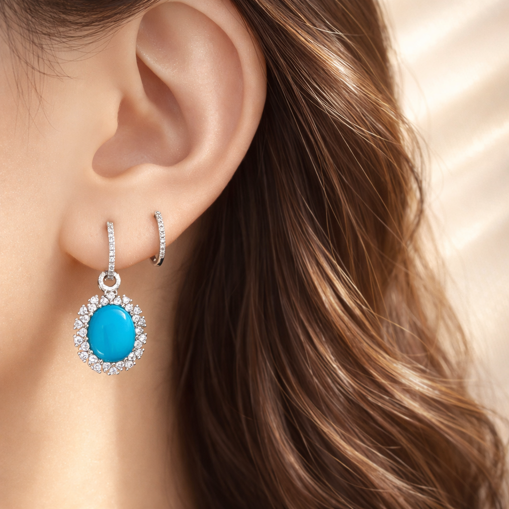 Trinity Awakening 18K gold turquoise earrings - AI-designed Wudang jewelry | Turquoise Princess