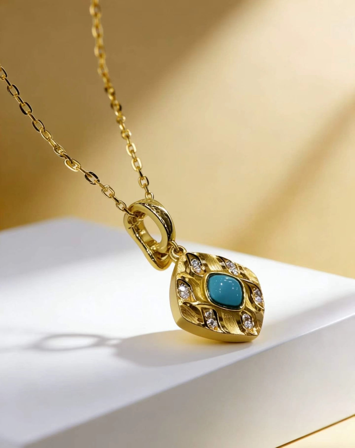 Golden River S925 turquoise pendant - handcrafted by Wudang artisans | Turquoise Princess