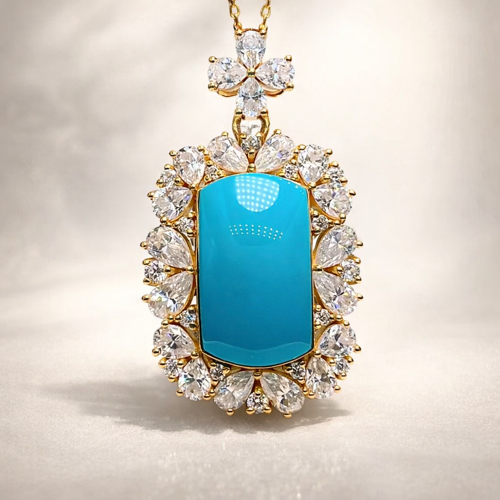 Reverie No.1 18K gold turquoise pendant - AI-designed Wudang jewelry | Turquoise Princess