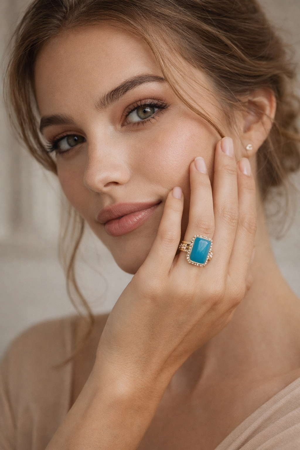 UK Eleanor 18K gold turquoise ring - AI-designed Wudang turquoise jewelry | Turquoise Princess