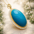 Secret Eden 18K gold turquoise pendant - handcrafted by Wudang artisans | Turquoise Princess