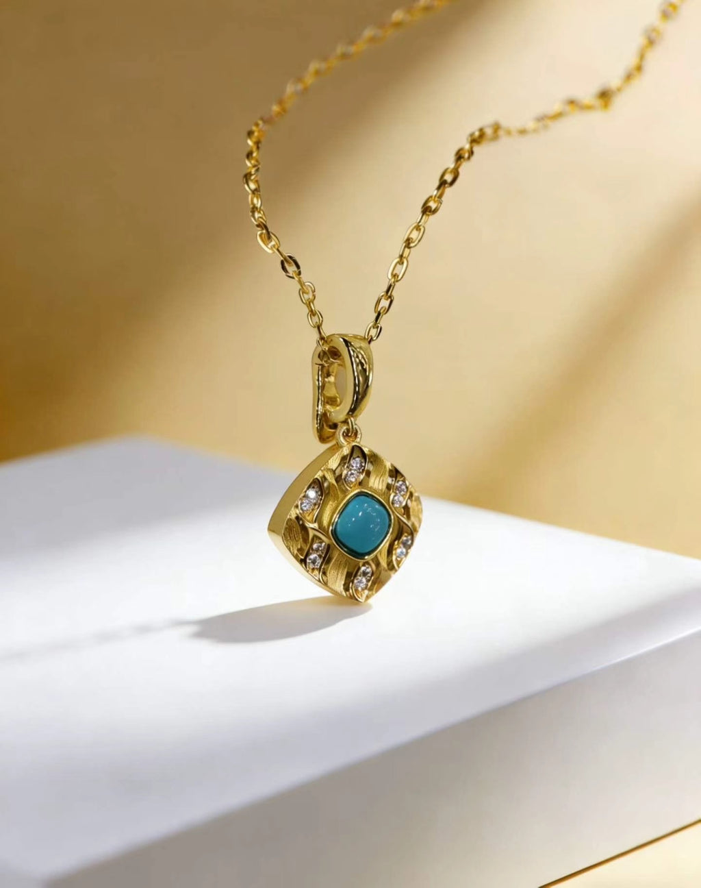 Golden River S925 turquoise pendant - handcrafted by Wudang artisans | Turquoise Princess