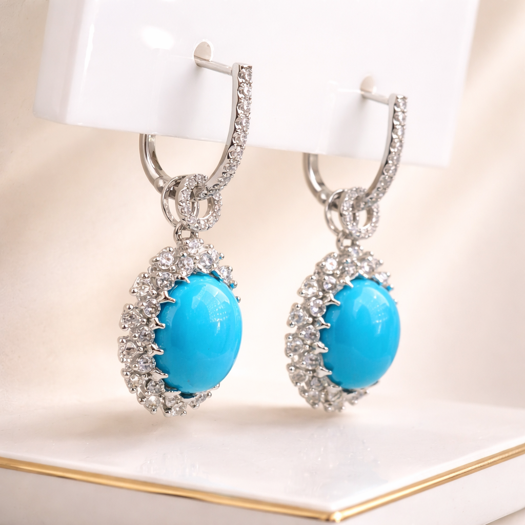 Trinity Awakening 18K gold turquoise earrings - AI-designed Wudang jewelry | Turquoise Princess