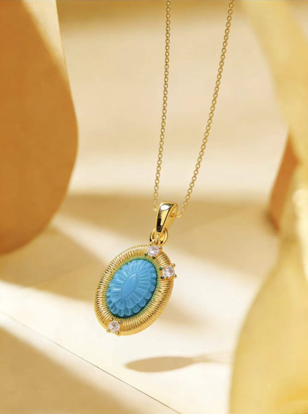 Gesang Flower S925 turquoise pendant - Tibetan inspired Wudang jewelry | Turquoise Princess