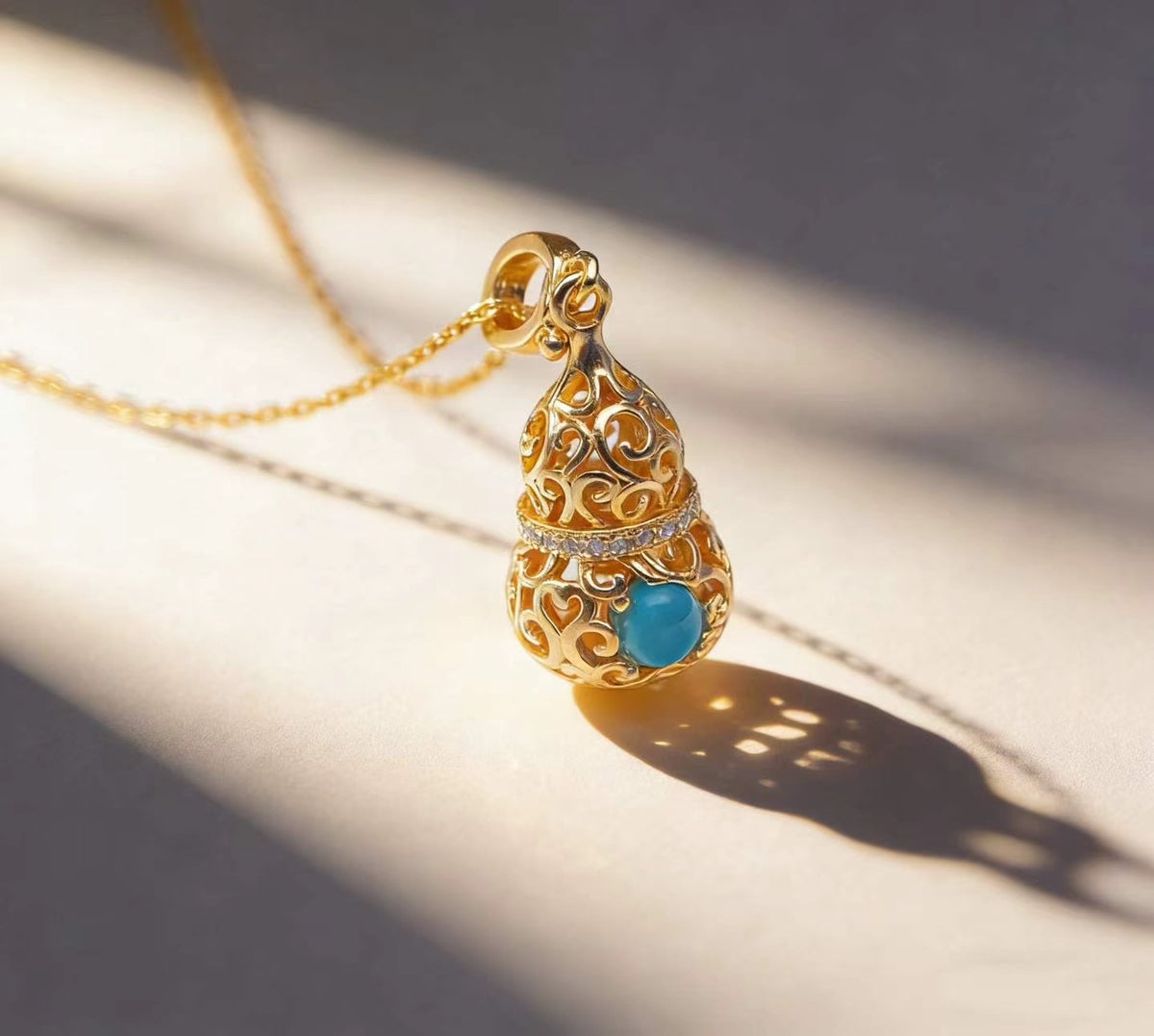 Spirit Gourd S925 turquoise pendant - handcrafted by Wudang artisans | Turquoise Princess