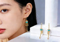 Prayer Wheel S925 turquoise earrings - handcrafted by Wudang artisans | Turquoise Princess