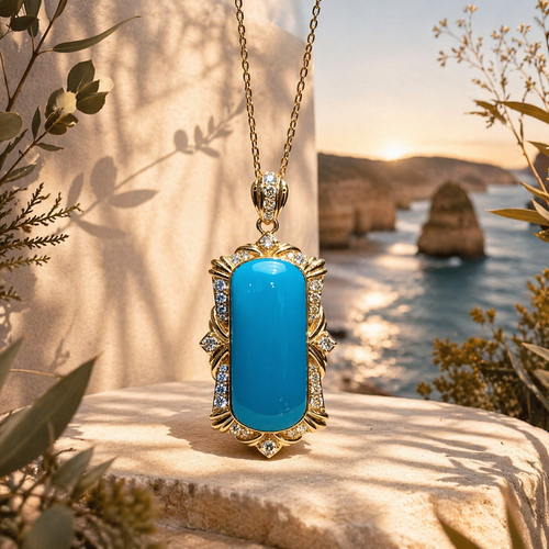 Australia Aria 18K gold turquoise pendant - handcrafted by Wudang artisans | Turquoise Princess
