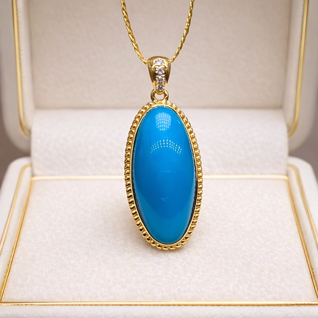Korea Hana 18K gold turquoise pendant - handcrafted by Wudang artisans | Turquoise Princess