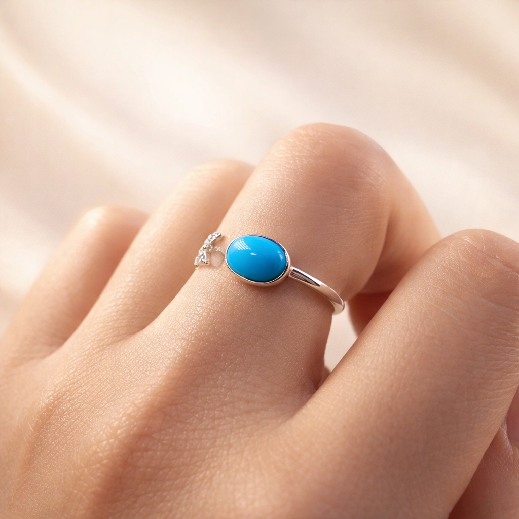 Mermaid Tail 14K gold turquoise ring - handcrafted by Wudang artisans | Turquoise Princess