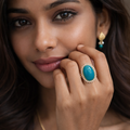 India Asha 18K gold turquoise ring - AI-designed Wudang turquoise jewelry | Turquoise Princess