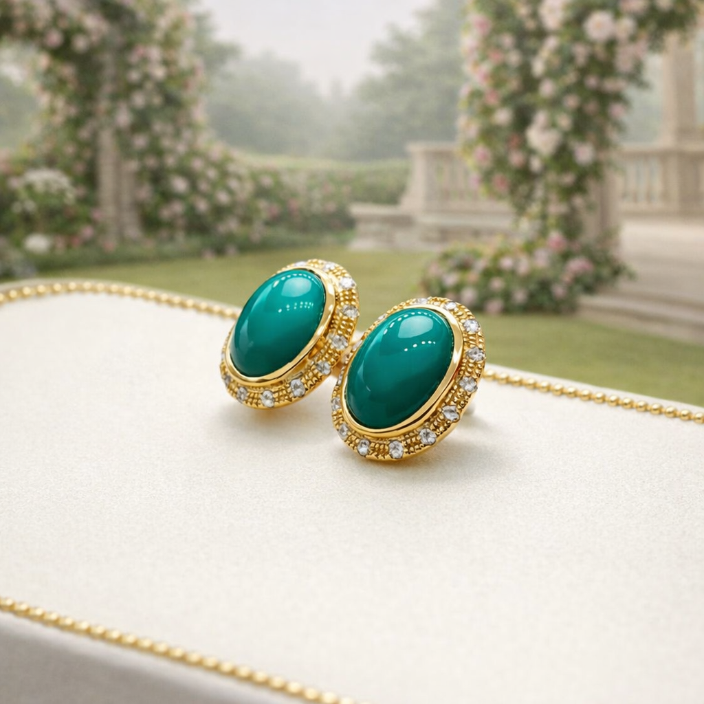 France Éloïse 18K gold turquoise earrings - AI-designed Wudang turquoise | Turquoise Princess