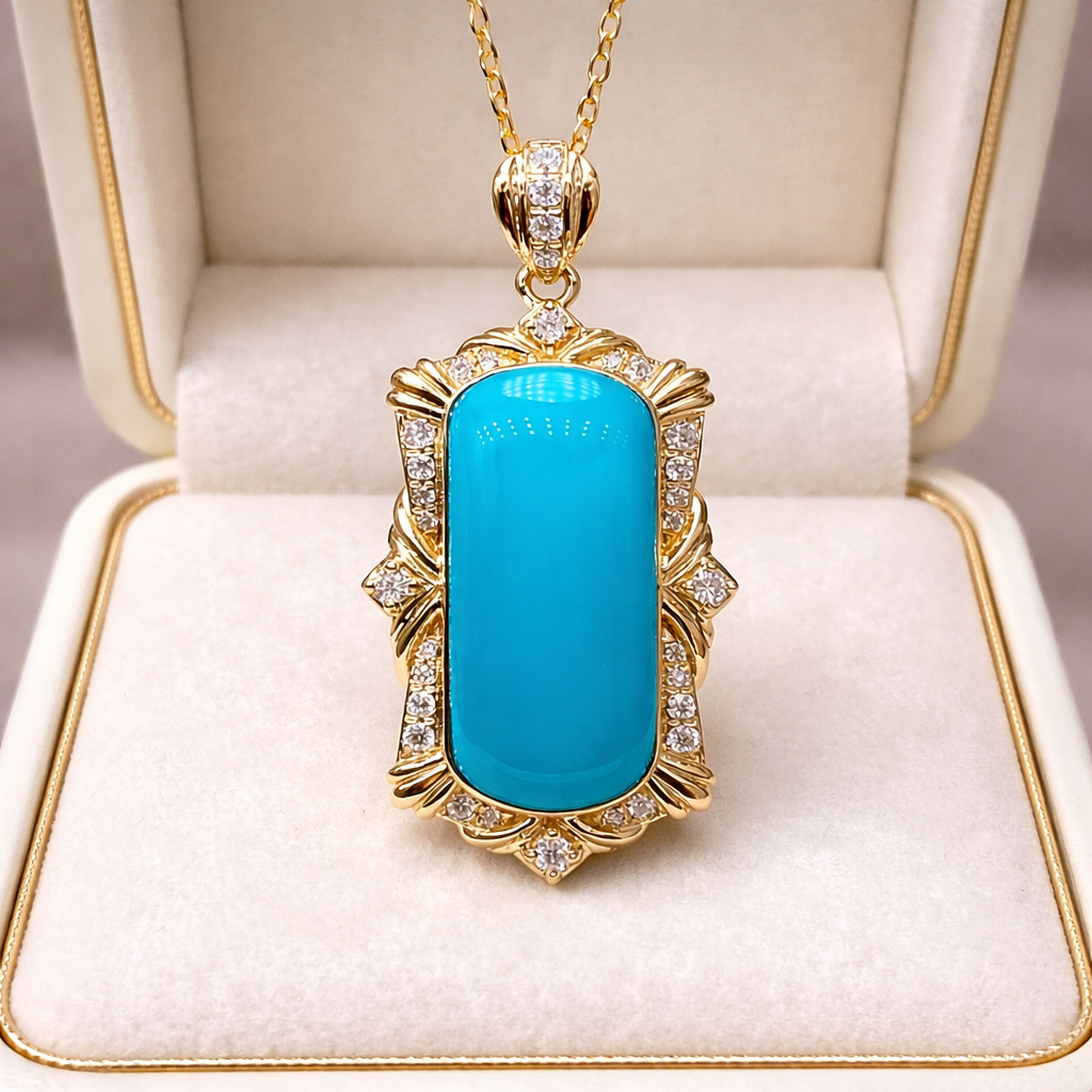Australia Aria 18K gold turquoise pendant - handcrafted by Wudang artisans | Turquoise Princess