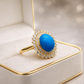 Algorithm Halo 18K gold turquoise ring - AI-designed Wudang turquoise | Turquoise Princess