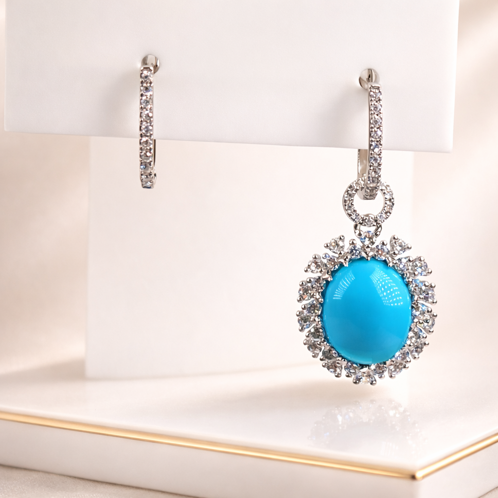 Trinity Awakening 18K gold turquoise earrings - AI-designed Wudang jewelry | Turquoise Princess