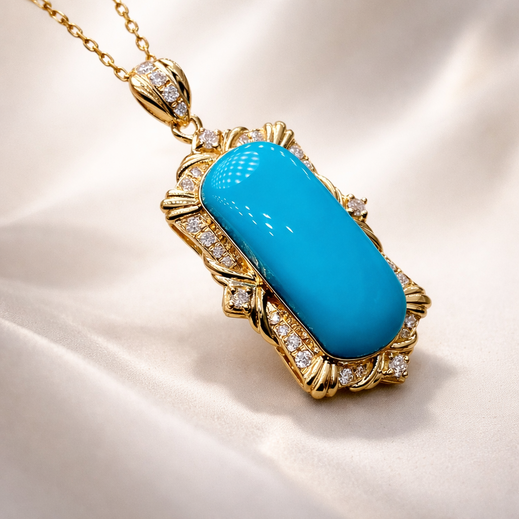Australia Aria 18K gold turquoise pendant - handcrafted by Wudang artisans | Turquoise Princess