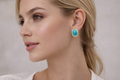 France Éloïse 18K gold turquoise earrings - AI-designed Wudang turquoise | Turquoise Princess