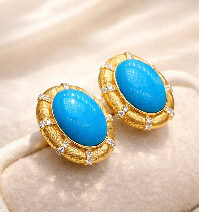 Quantum Seed 18K gold turquoise earrings - AI-designed Wudang jewelry | Turquoise Princess