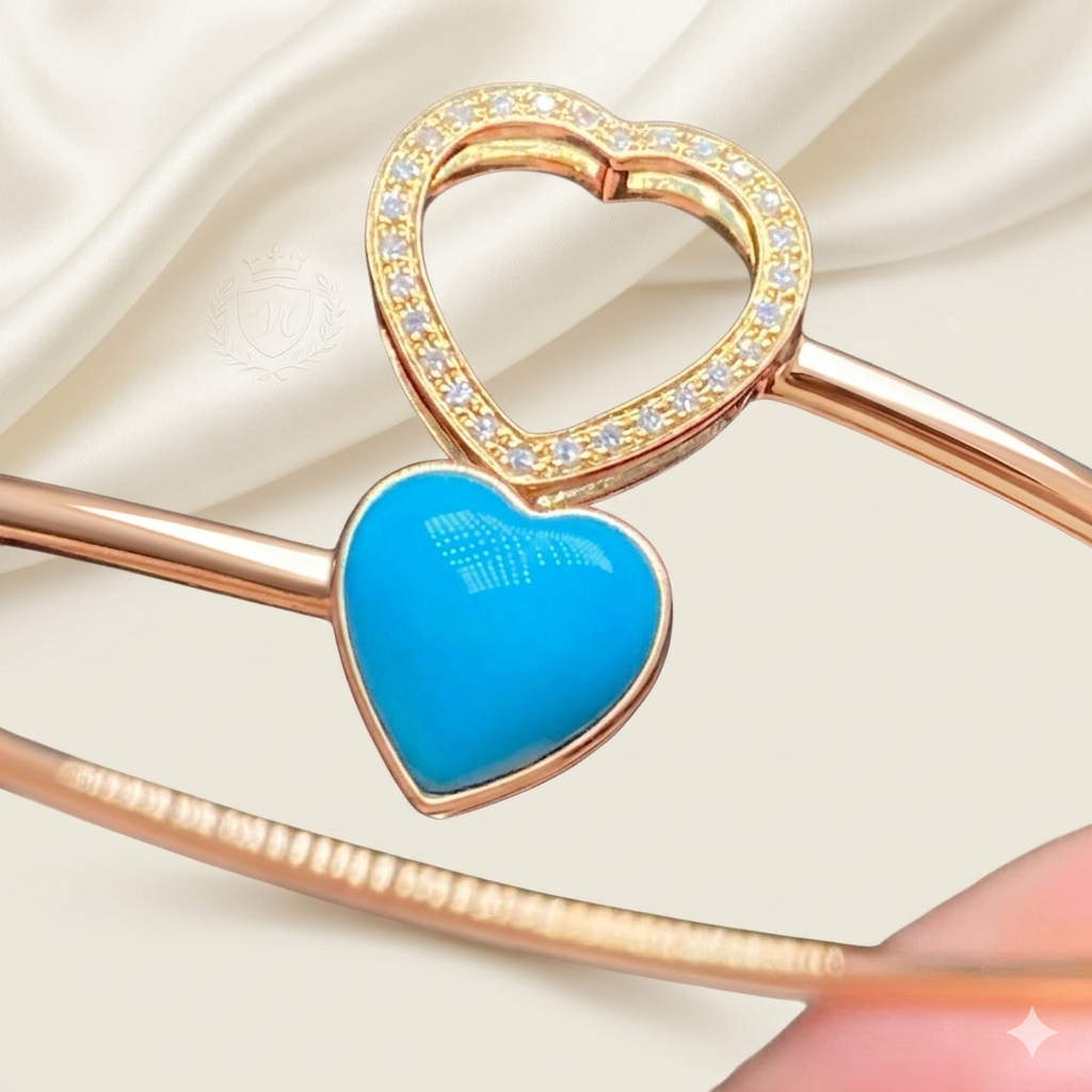 Surrounded by Love 18K gold turquoise bracelet - handcrafted by Wudang artisans | Turquoise Princess