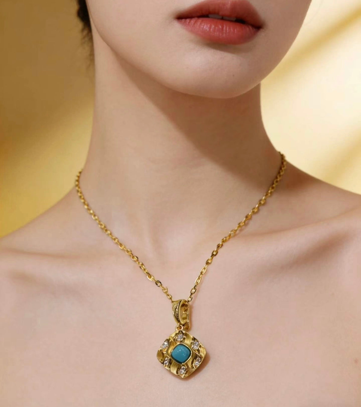 Golden River S925 turquoise pendant - handcrafted by Wudang artisans | Turquoise Princess