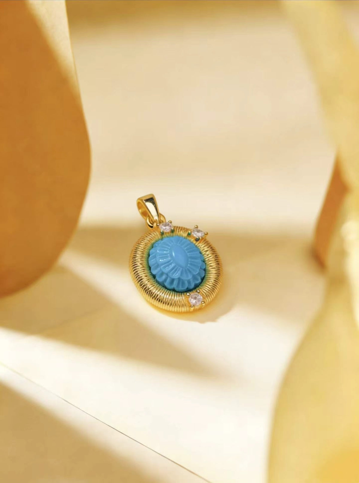 Gesang Flower S925 turquoise pendant - Tibetan inspired Wudang jewelry | Turquoise Princess