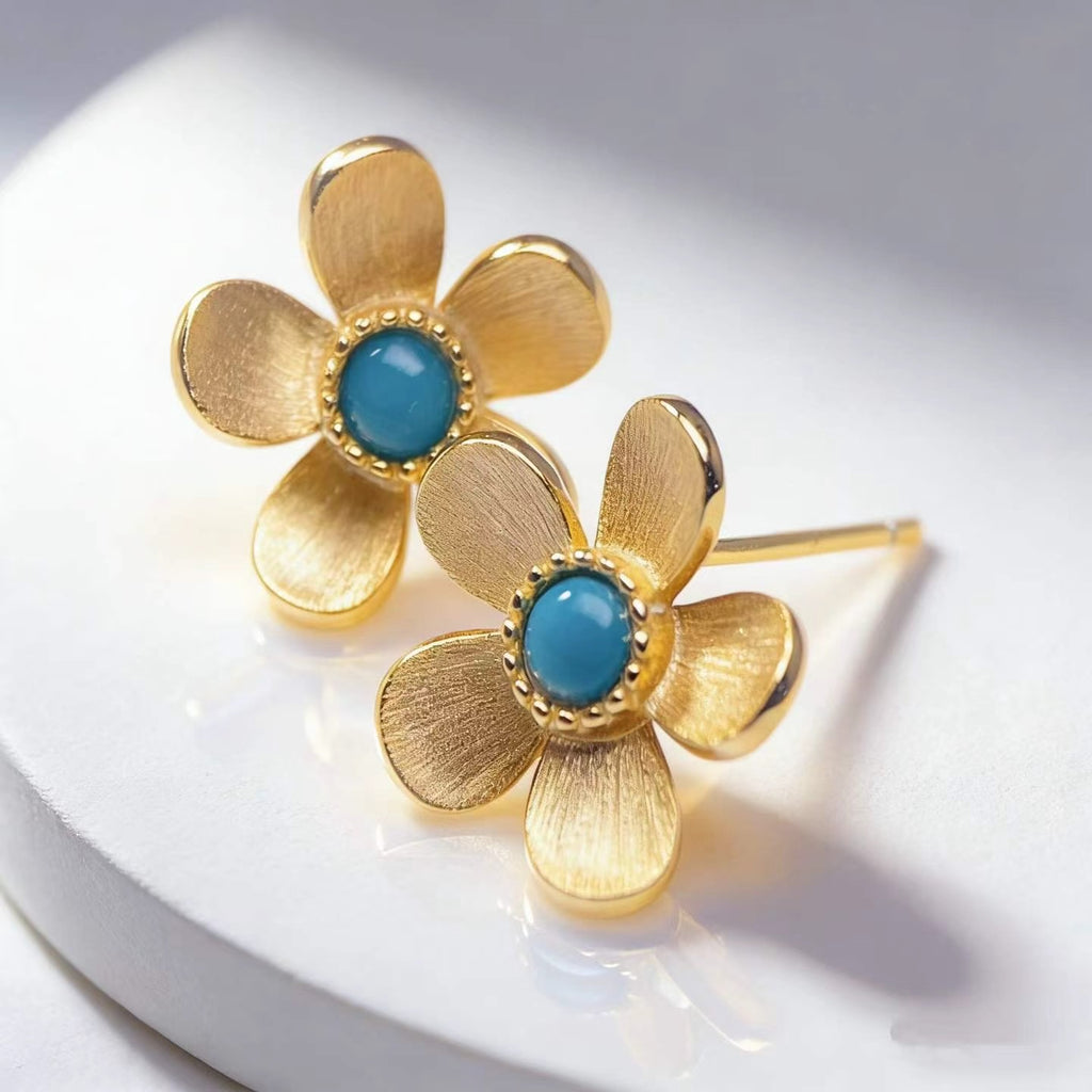 Golden Plum S925 turquoise earrings - handcrafted by Wudang artisans | Turquoise Princess